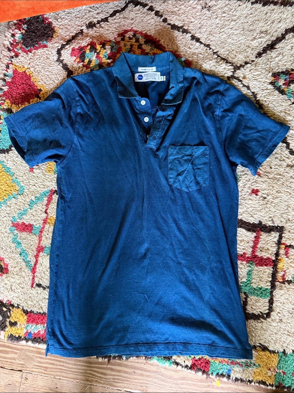 Unisex Indigo Short-Sleeve Polo with Chest Pocket - industry of all nations